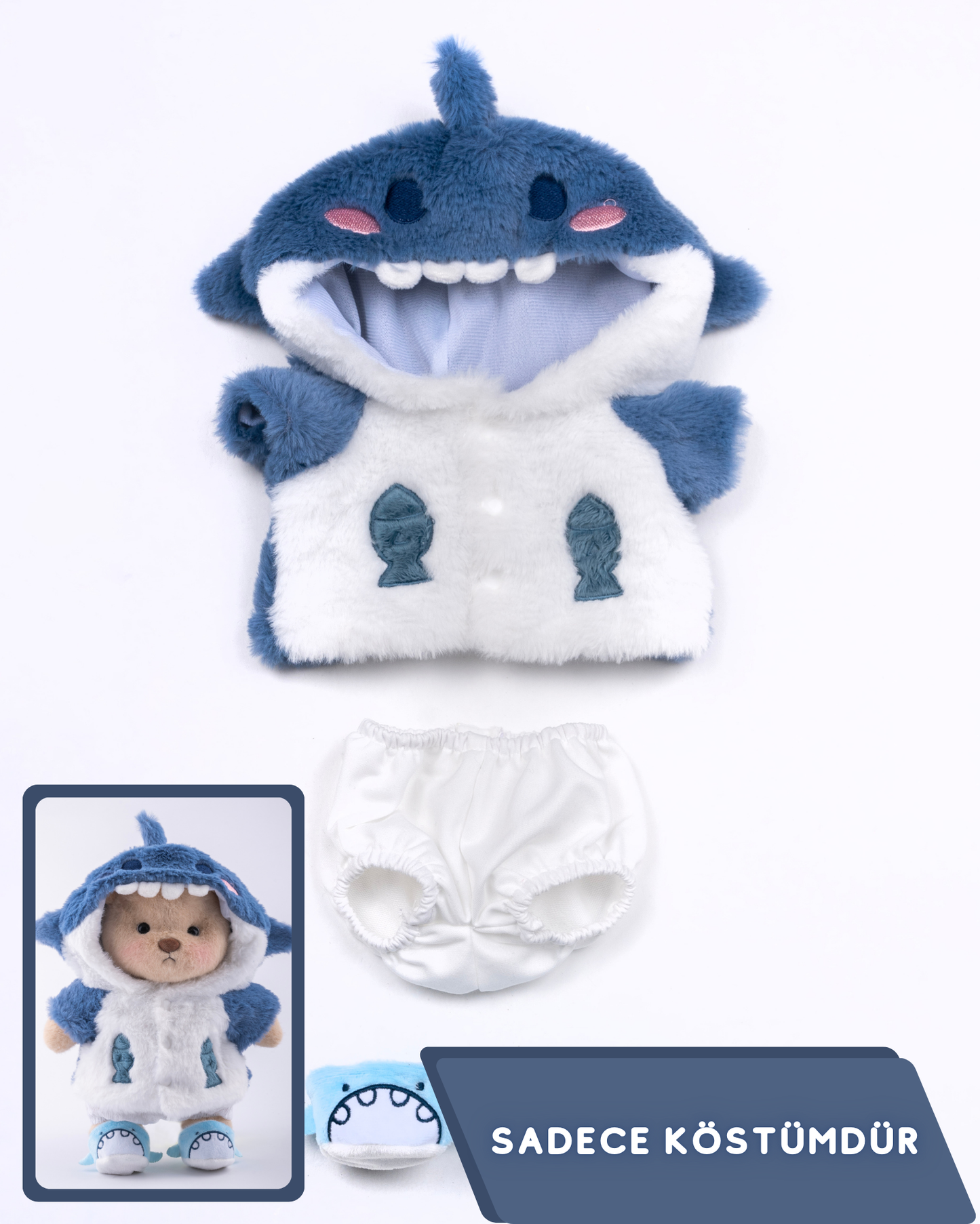 PuffyPuf™ Mavi Shark Puffy Kostümü